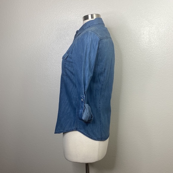 Talbots Blue Denim Button Front Shirt, NEW - Picture 3 of 9